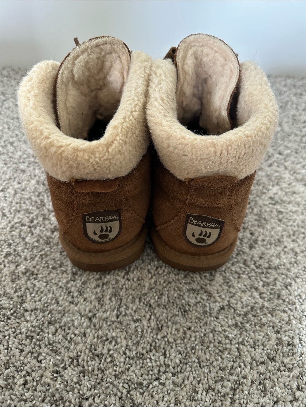 BearPaw Cream Shearling-Lined Lace Up Ankle Boots - Picture 3 of 10